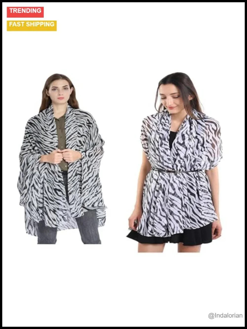 Lightweight Chiffon Fashion Scarf - Zebra Print